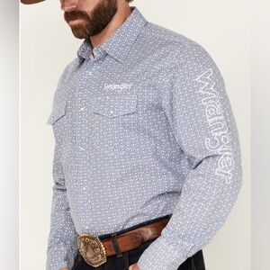 New WRANGLER GEO Print Logo Western Men’s Button Down Shirt Various  Sz XLT/2XT